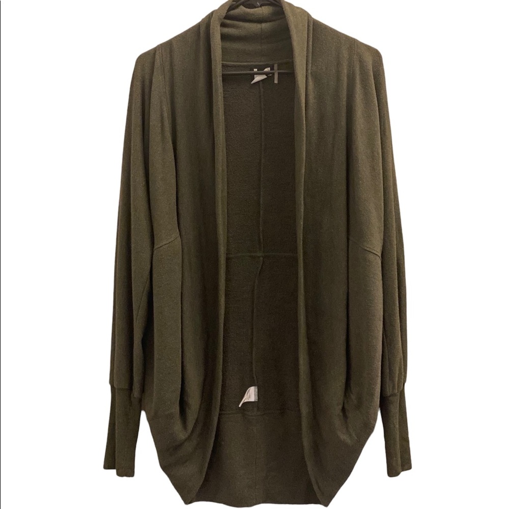 Olive green open slouchy cardigan